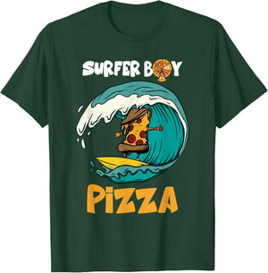 Surfer Boy For Who Love Surfing And Eat Pizzas Summer T-Shirt - T-Shirt | Forest