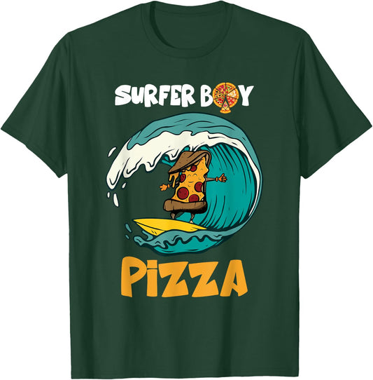 Surfer Boy For Who Love Surfing And Eat Pizzas Summer T-Shirt - T-Shirt | Forest