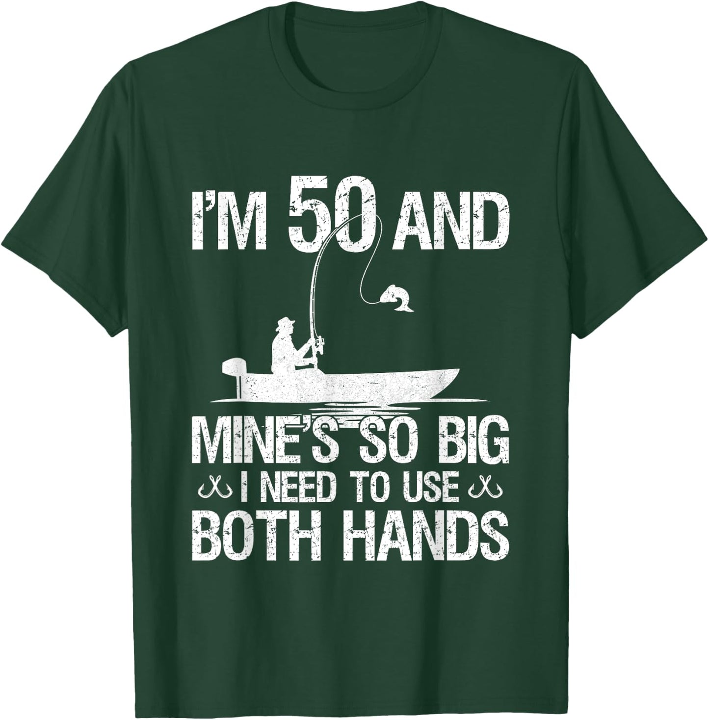 50th Birthday Gifts Fisherman 50 Years Old Fishing T-Shirt - T-Shirt | Forest