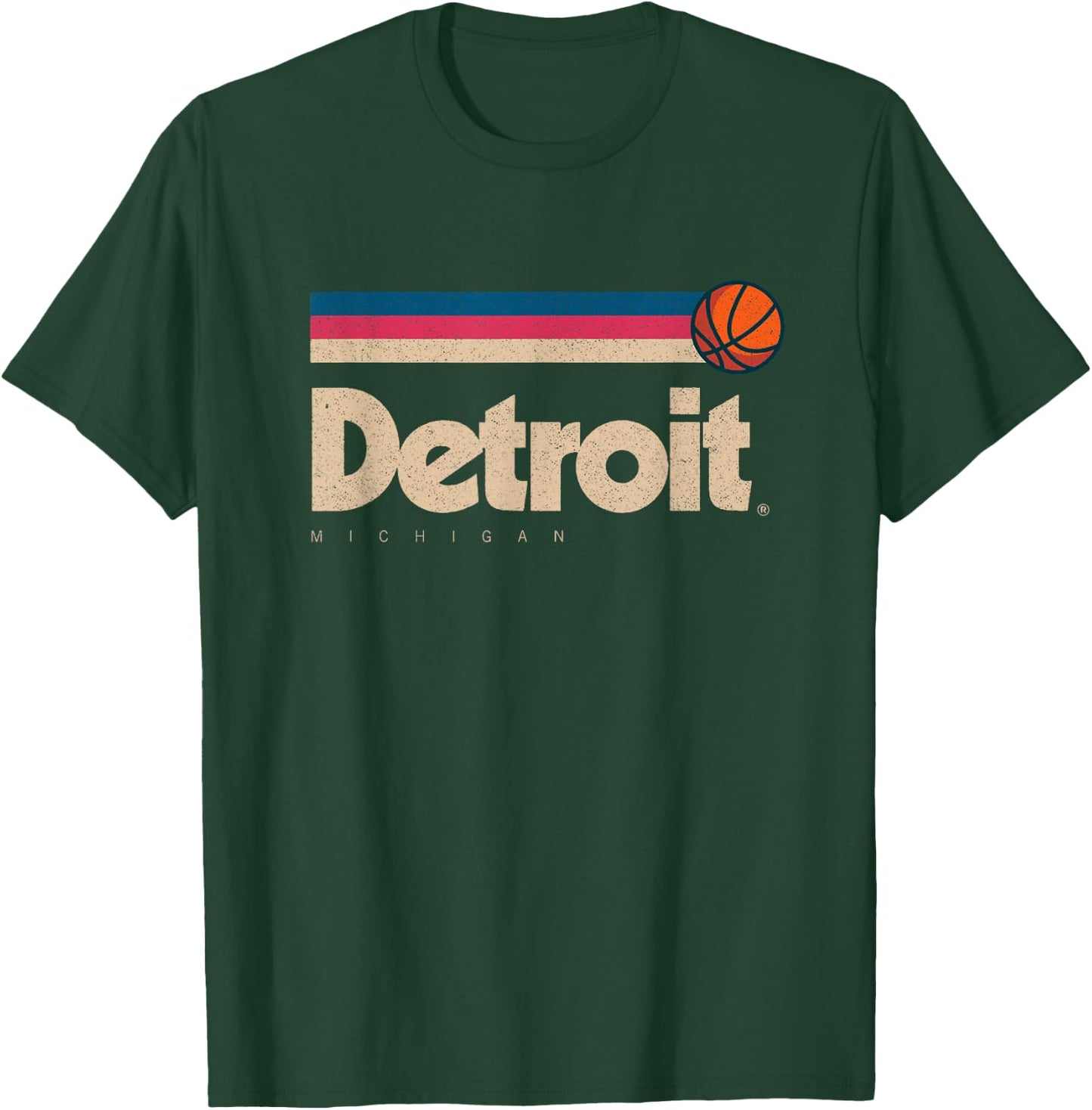 Blue Detroit Basketball B-Ball City Michigan Retro Detroit T-Shirt - T-Shirt | Forest