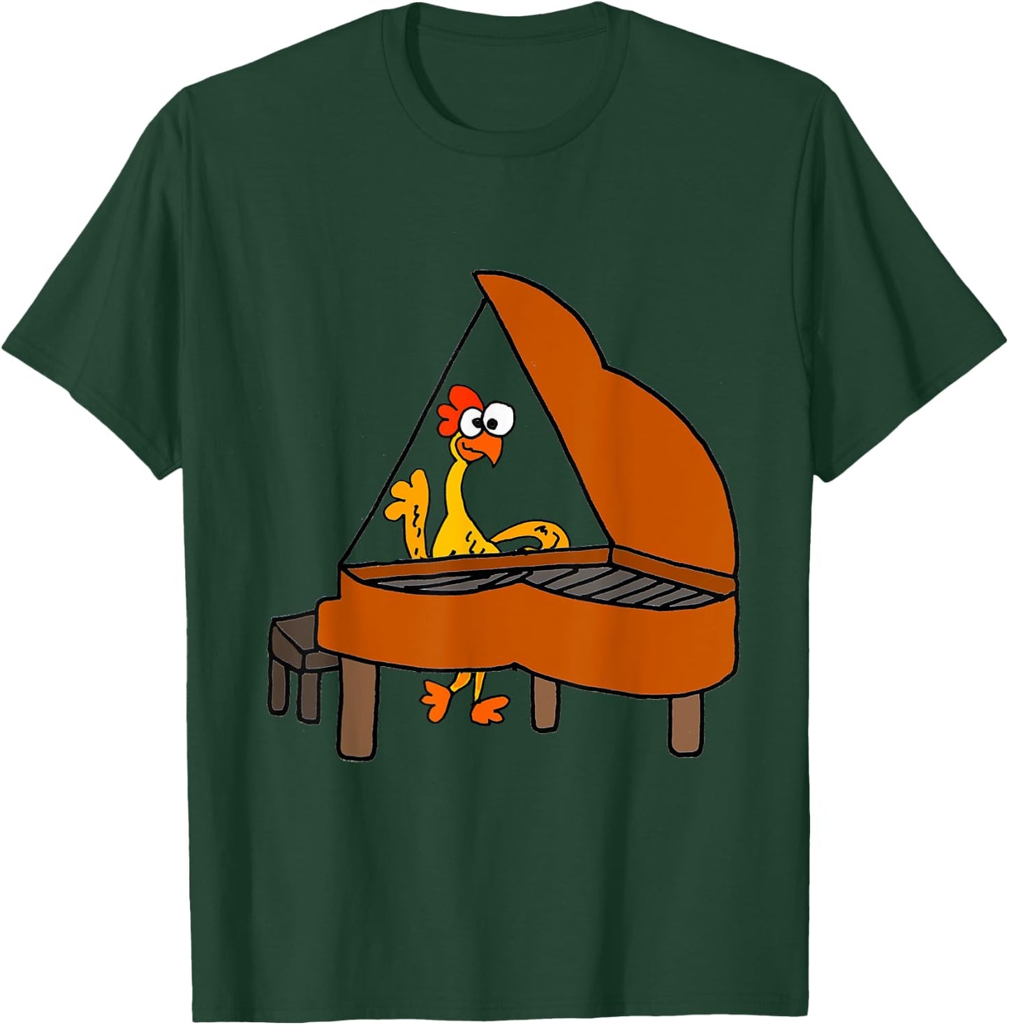 SmileteesMusic Funny Rubber Chicken Playing Piano T-Shirt - T-Shirt | Forest