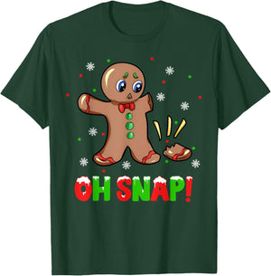 Funny Oh Snap Gingerbread Man Christmas Cookie Xmas Boy Girl T-Shirt - T-Shirt | Forest