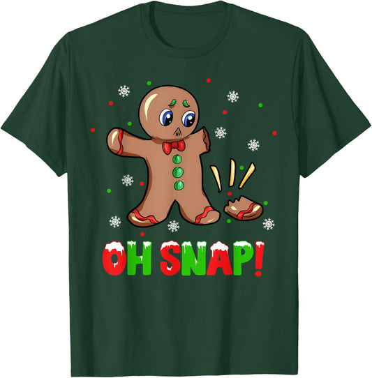 Funny Oh Snap Gingerbread Man Christmas Cookie Xmas Boy Girl T-Shirt - T-Shirt | Forest