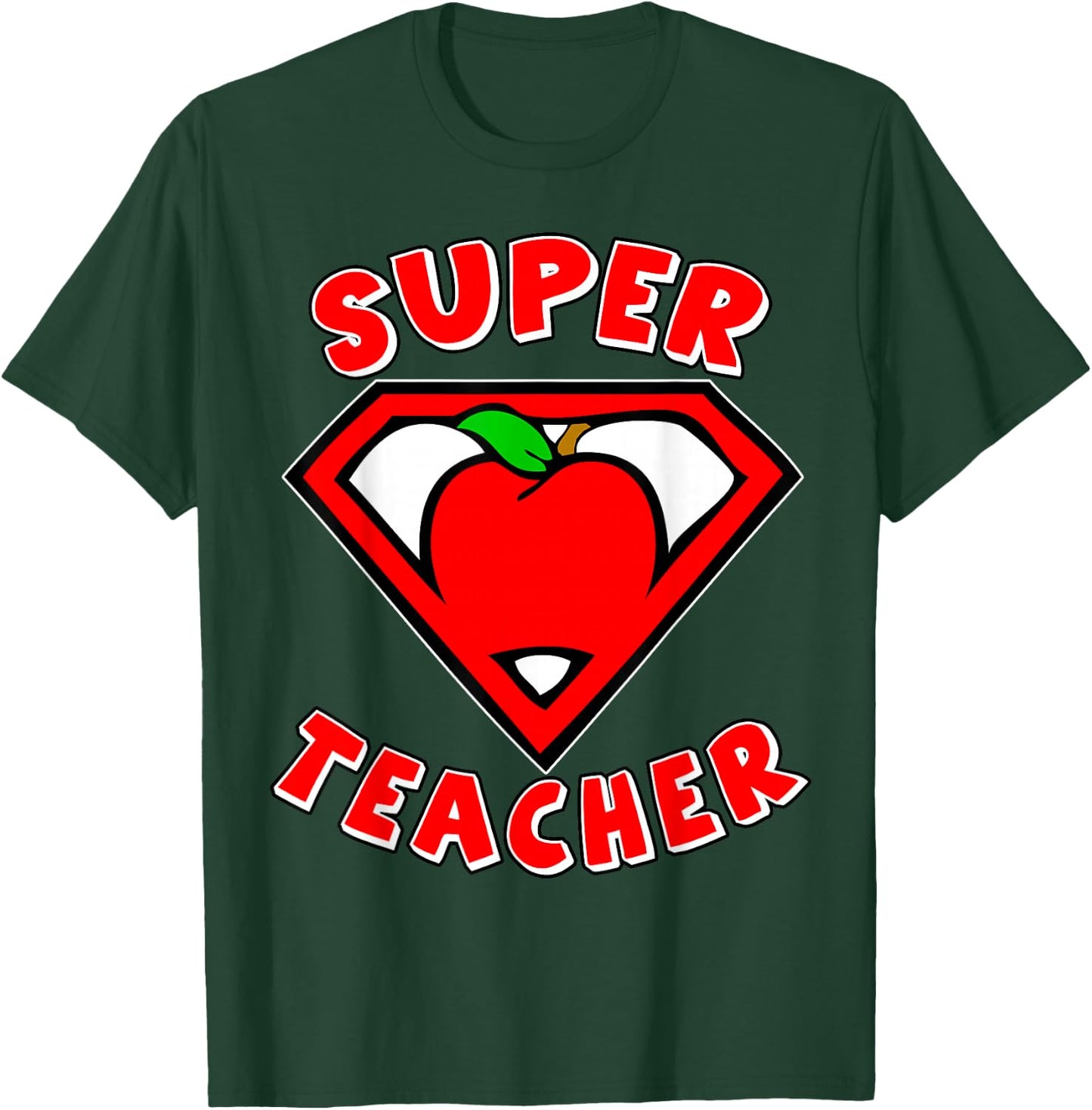 Super Teacher Shirt Superhero Shirt Apple Shirt Gift Shirt T-Shirt - T-Shirt | Forest