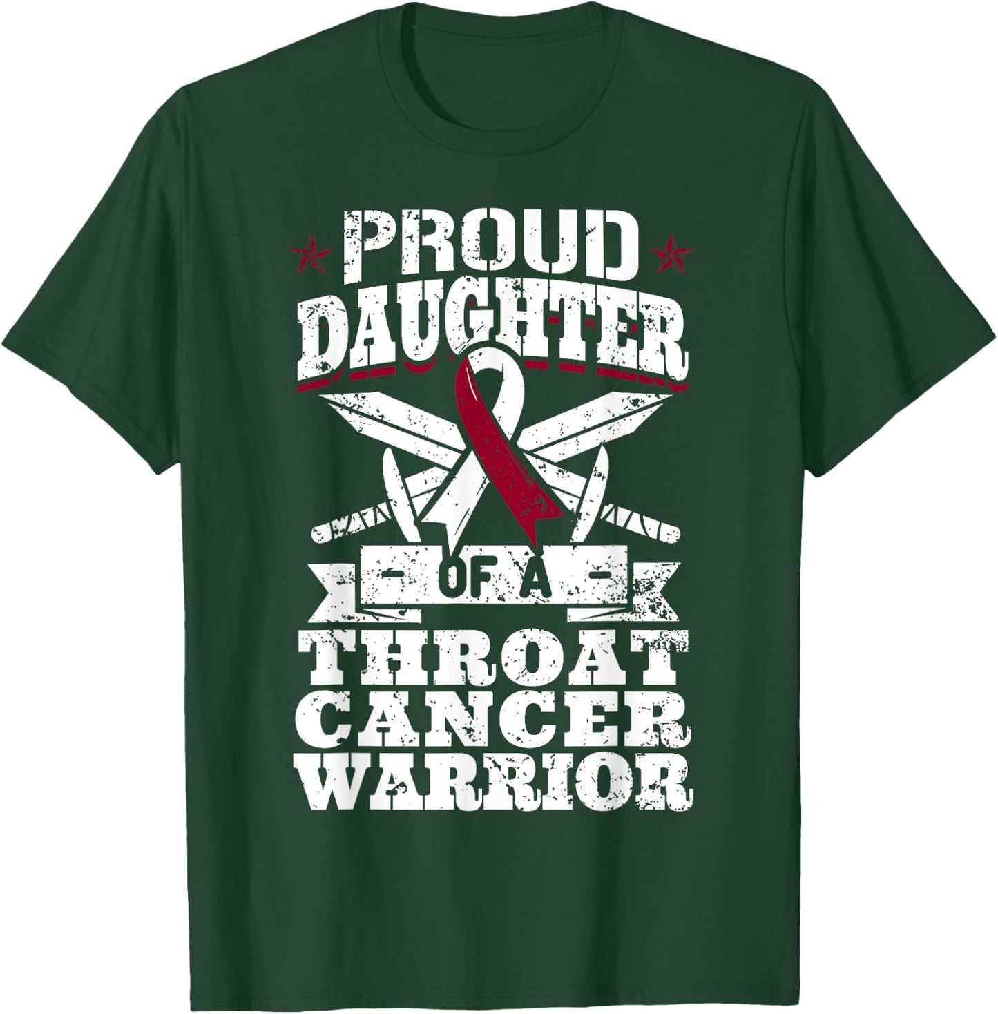 Proud Daughter Of A Throat Cancer Warrior Awareness Ribbon T-Shirt - T-Shirt | Forest