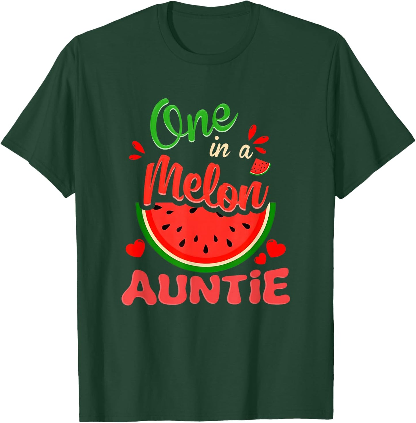 One in a Melon Auntie 1st Birthday Party Family Matching T-Shirt - T-Shirt | Forest