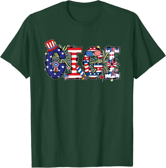 Gigi Funny 4th of July USA Flag American Patriotic T-Shirt - T-Shirt | Forest