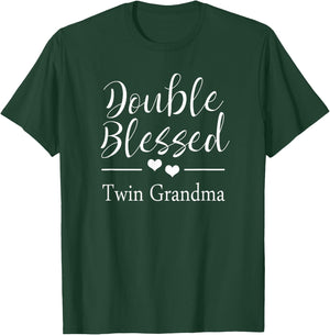 Double Blessed Twin Grandma T-Shirt - T-Shirt | Forest