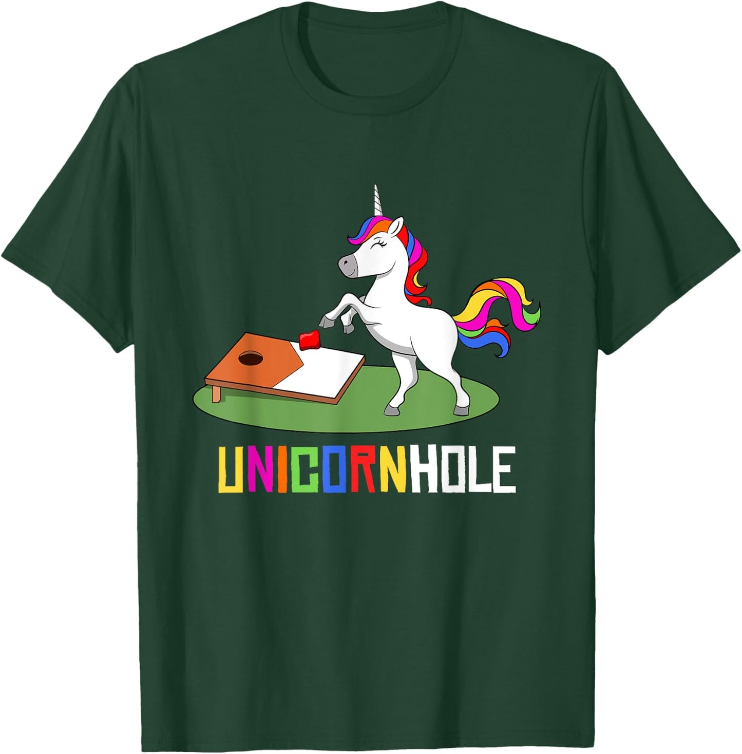 Unicornhole Youth Cornhole Unicorn Women Girl Cornhole T-Shirt - T-Shirt | Forest