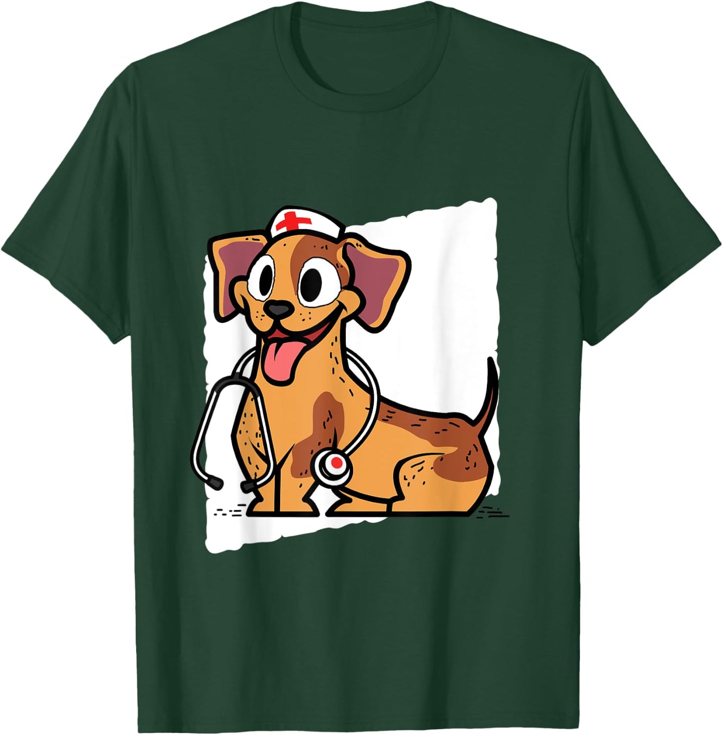 Funny Puppy Nursing Gift Proud Dog Nurse Men Women Kids T-Shirt - T-Shirt | Forest