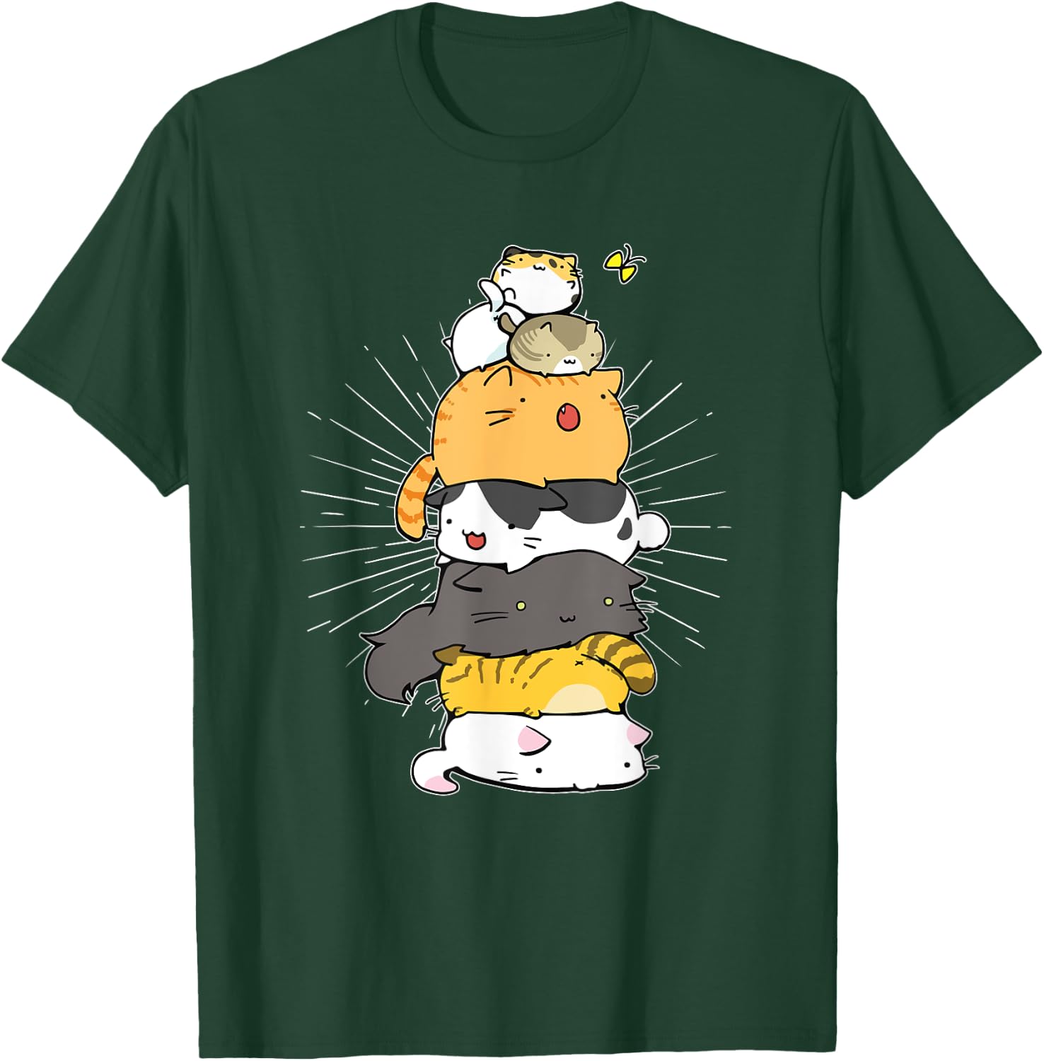 Cats Meowtain Pile Cat Anime Kawaii Kitten Lover Funny Gift Women Girls Kids T-Shirt - T-Shirt | Forest