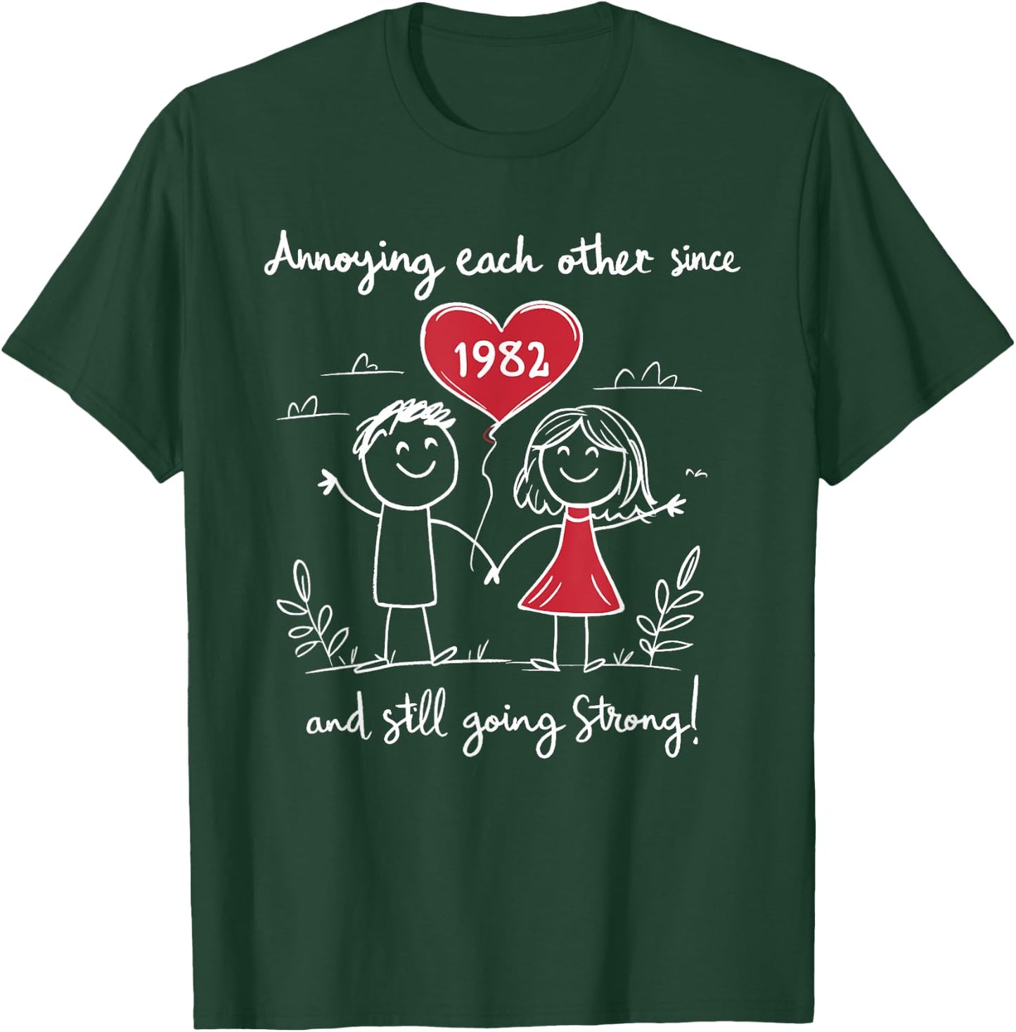 Annoying Each Other Since 1982 43rd Wedding Anniversary T-Shirt - T-Shirt | Forest