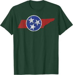 TN Tennessee The Volunteer Mountain 3 Stars State T-Shirt - T-Shirt | Forest