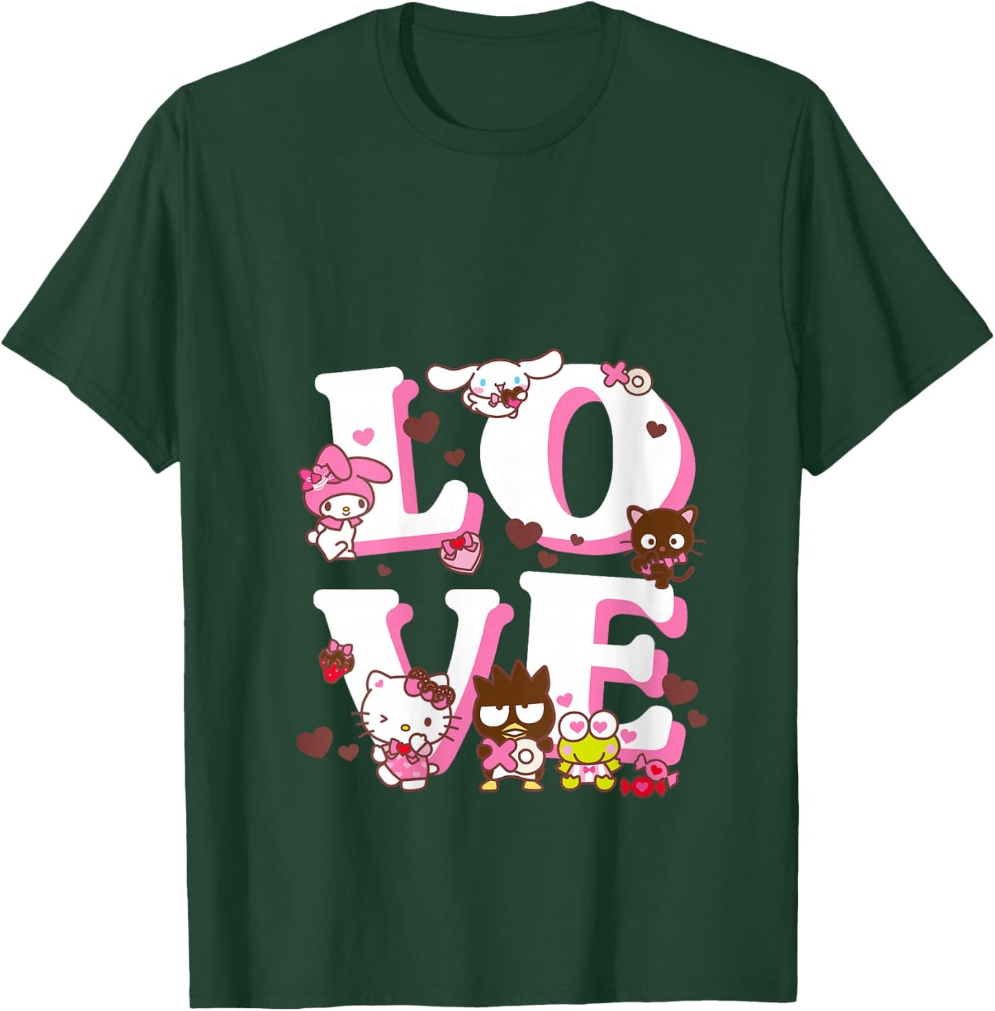 Women's Hello Kitty Valentine's Day Love Cute Sanrio Friends V-Neck T-Shirt - T-Shirt | Forest