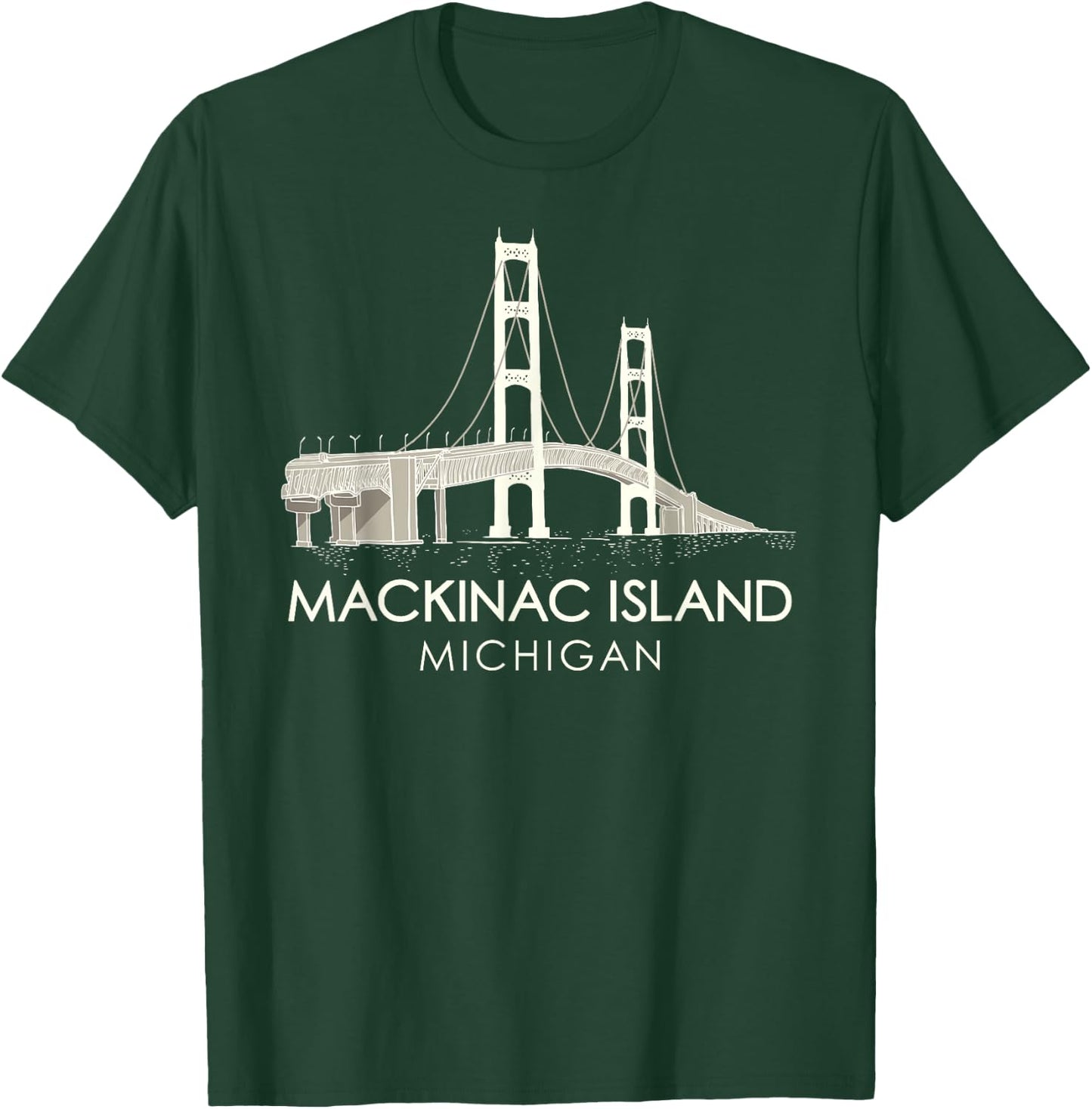 Mackinac Island Bridge Michigan Great Lakes Huron Ferry Trip T-Shirt - T-Shirt | Forest