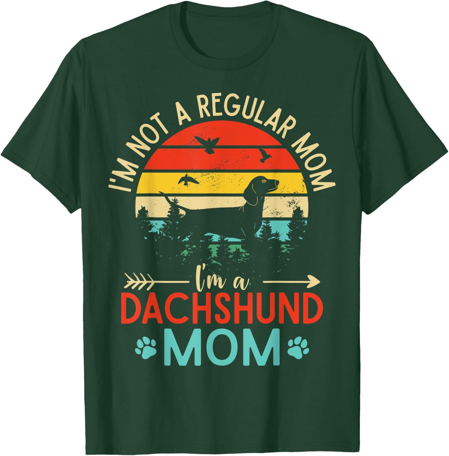 Funny Weenie Mama Vintage Dachshund Mom Doxie Dog Lovers Men Women T-Shirt - T-Shirt | Forest