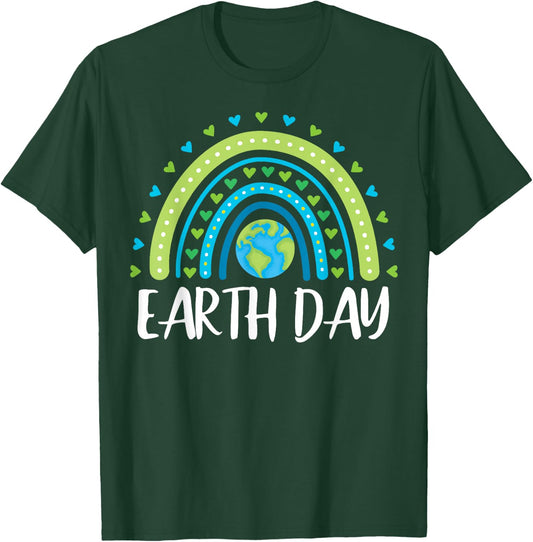 Happy Earth Day 2026 Girls Kids Rainbow T-Shirt - T-Shirt | Forest