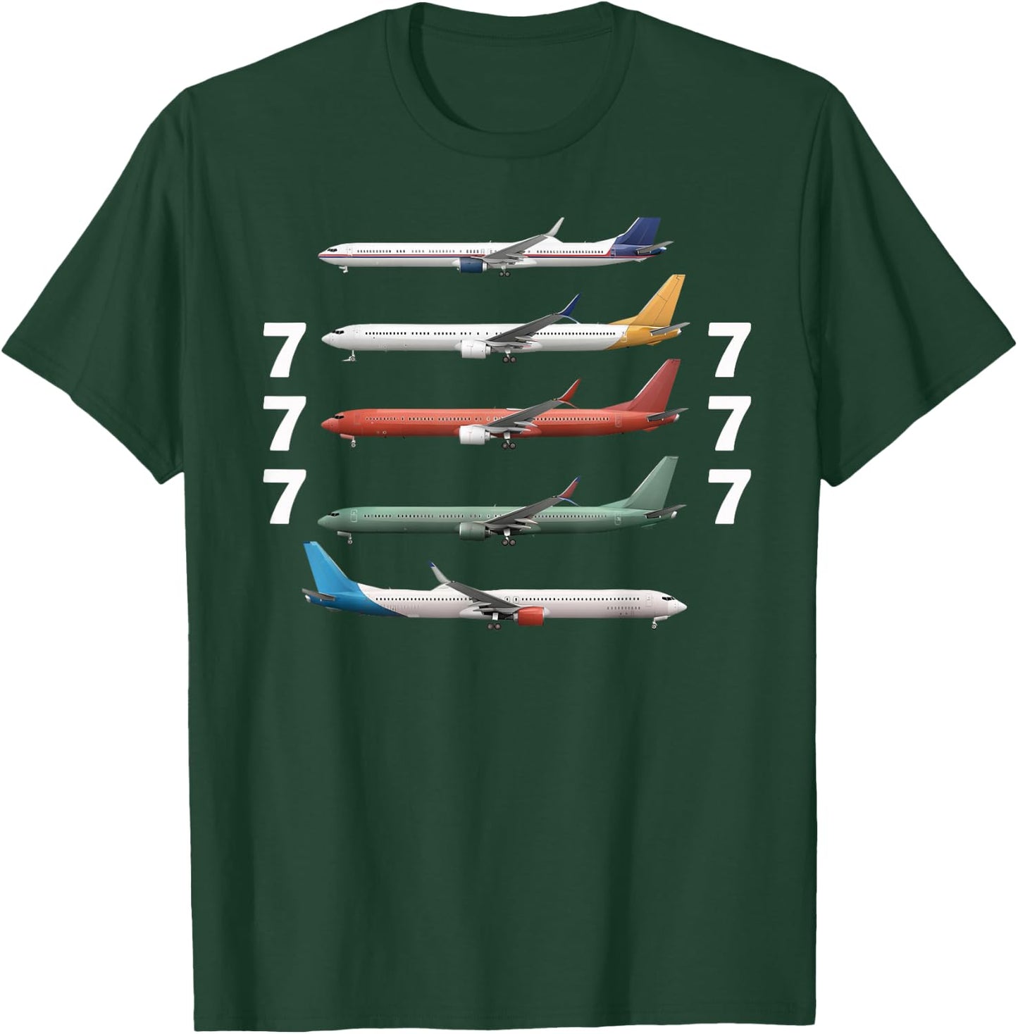777 Jet Airplane Aviation! Multiple Jet Aircrafts T-Shirt - T-Shirt | Forest
