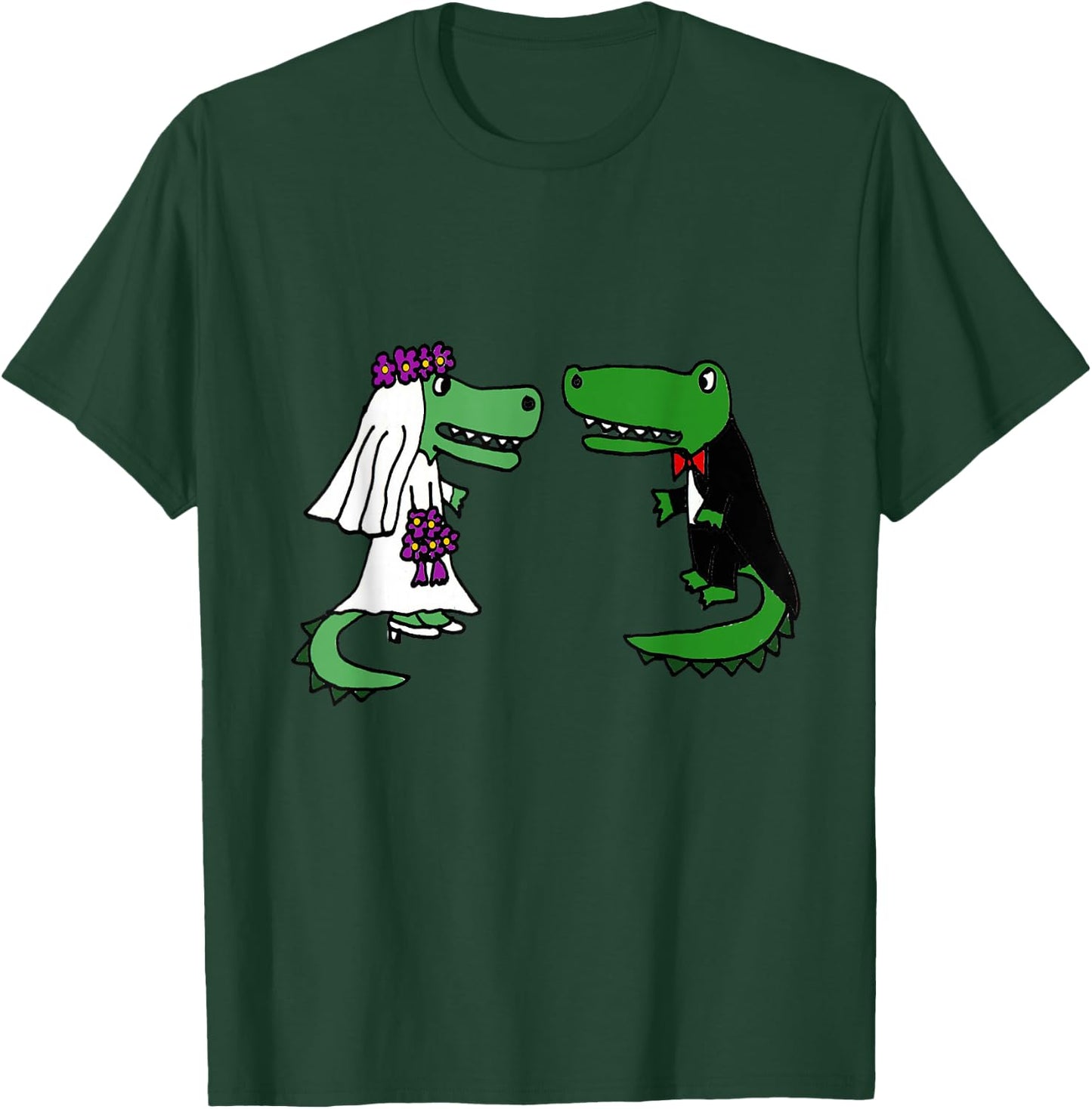 Smiletodaytees Fun Bride and Groom Alligator Wedding T-Shirt - T-Shirt | Forest