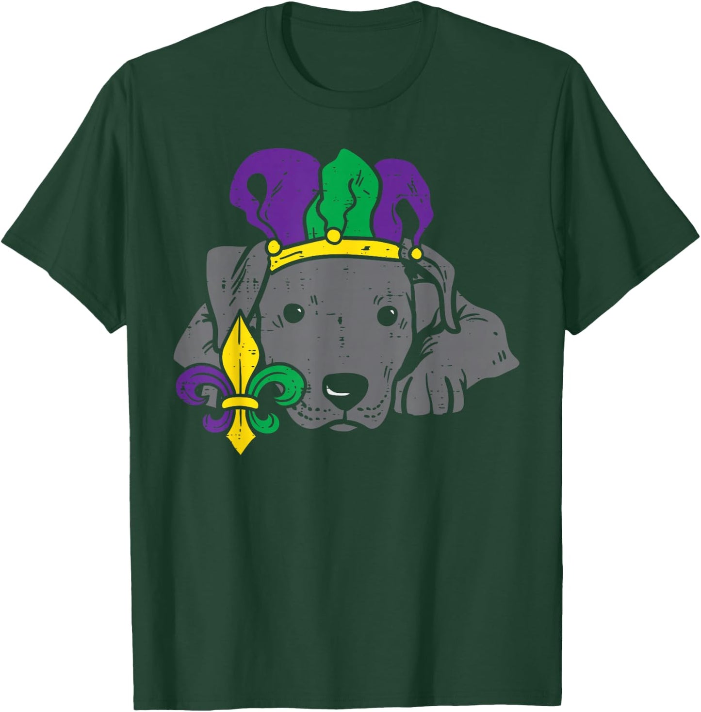 Jester Pitbull Mardi Gras Cute Pittie Dog Men Women Kids T-Shirt - T-Shirt | Forest