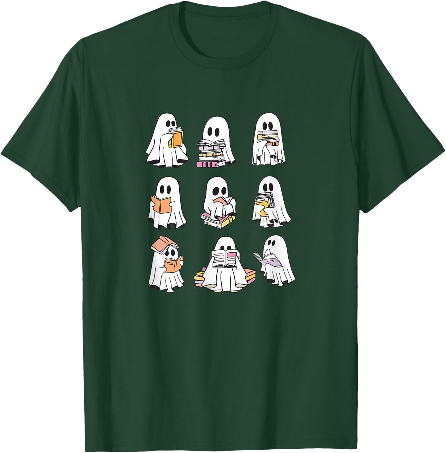 Ghost Reading Books, Bookish Halloween T-Shirt - T-Shirt | Forest