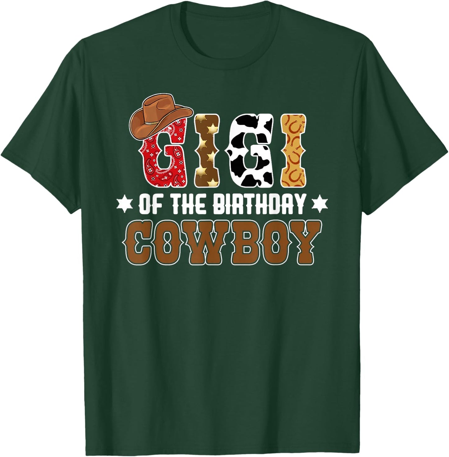 Gigi 1st First Birthday Cowboy Western Rodeo Party Matching T-Shirt - T-Shirt | Forest