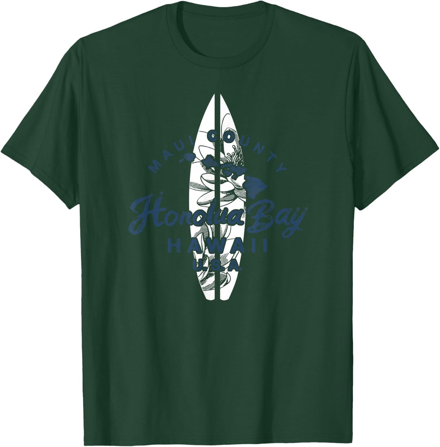 Maui Honolua Bay Hawaii Island Map Surfing T-Shirt - T-Shirt | Forest