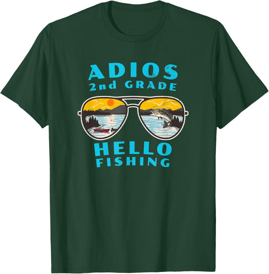 Adios 2nd Grade Hello Fishing for Kids Who Love to Fish T-Shirt - T-Shirt | Forest