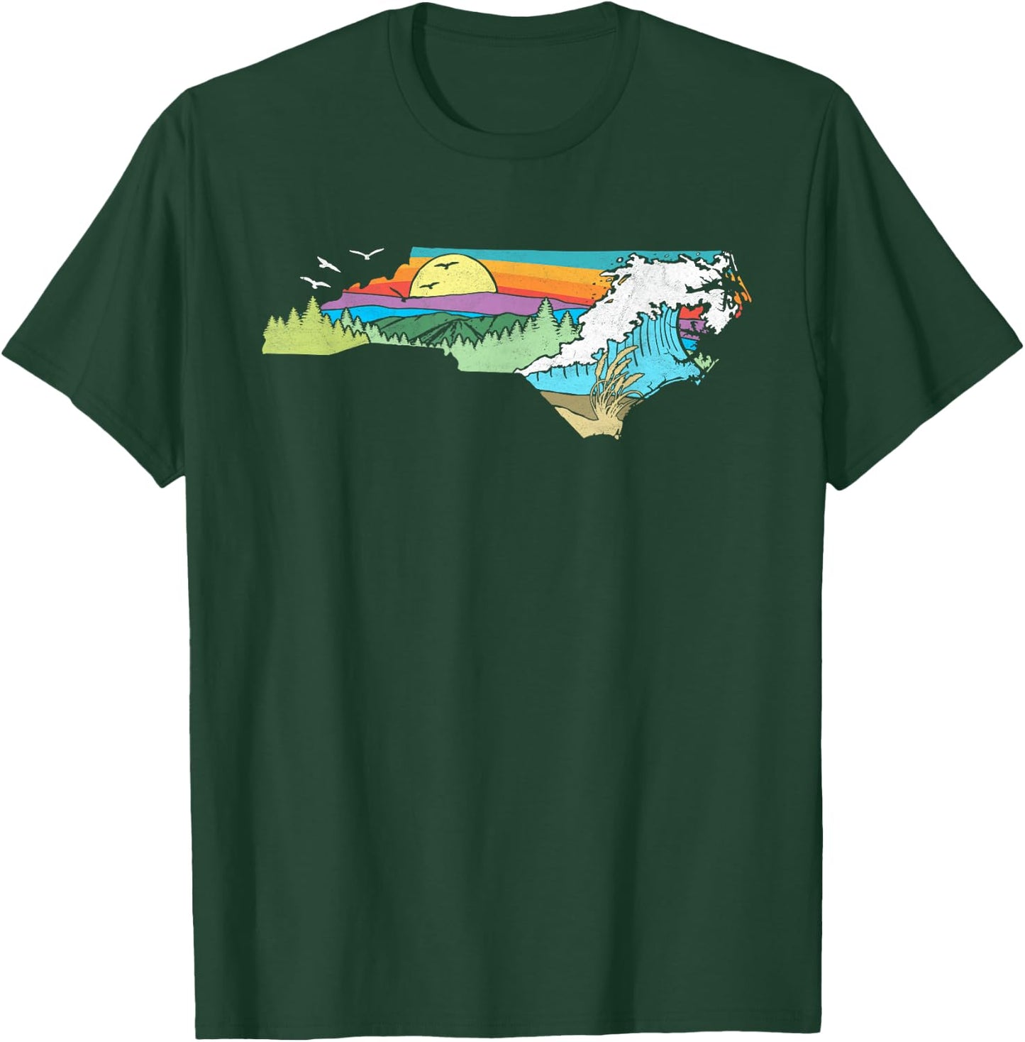 North Carolina Outdoors Retro Nature Lover Graphic Small T-Shirt - T-Shirt | Forest