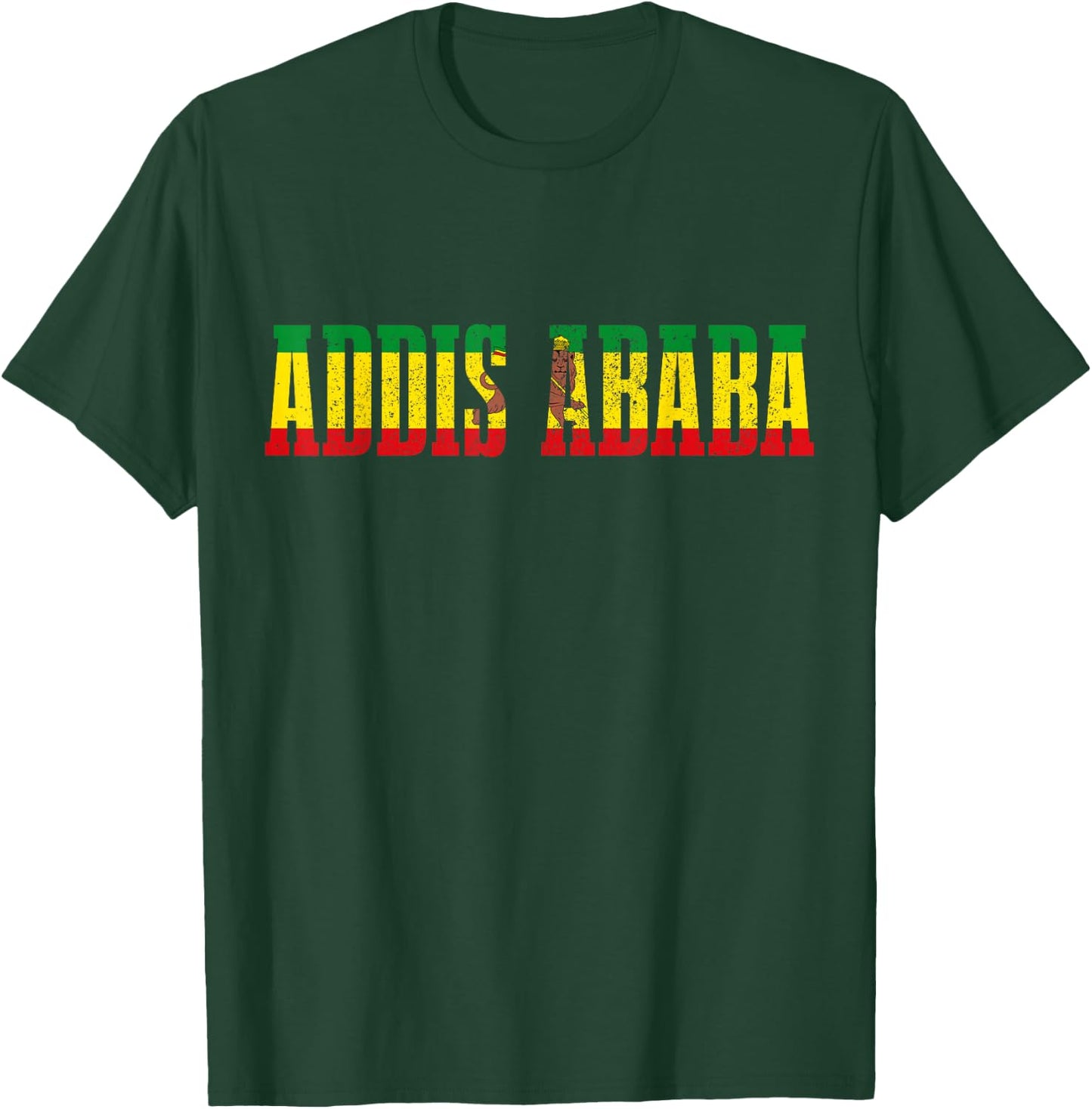 Addis Ababa Ethiopia Pride Ethiopian Flag Roots Lion T-Shirt - T-Shirt | Forest