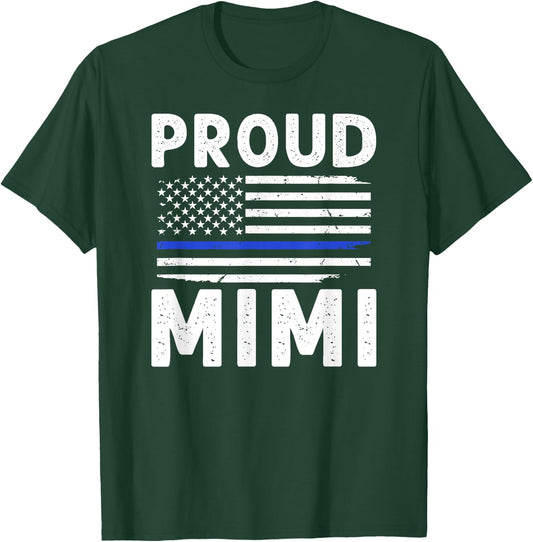 Police Mimi US Flag Policeman Mimi Of A Police Officer Mimi T-Shirt - T-Shirt | Forest