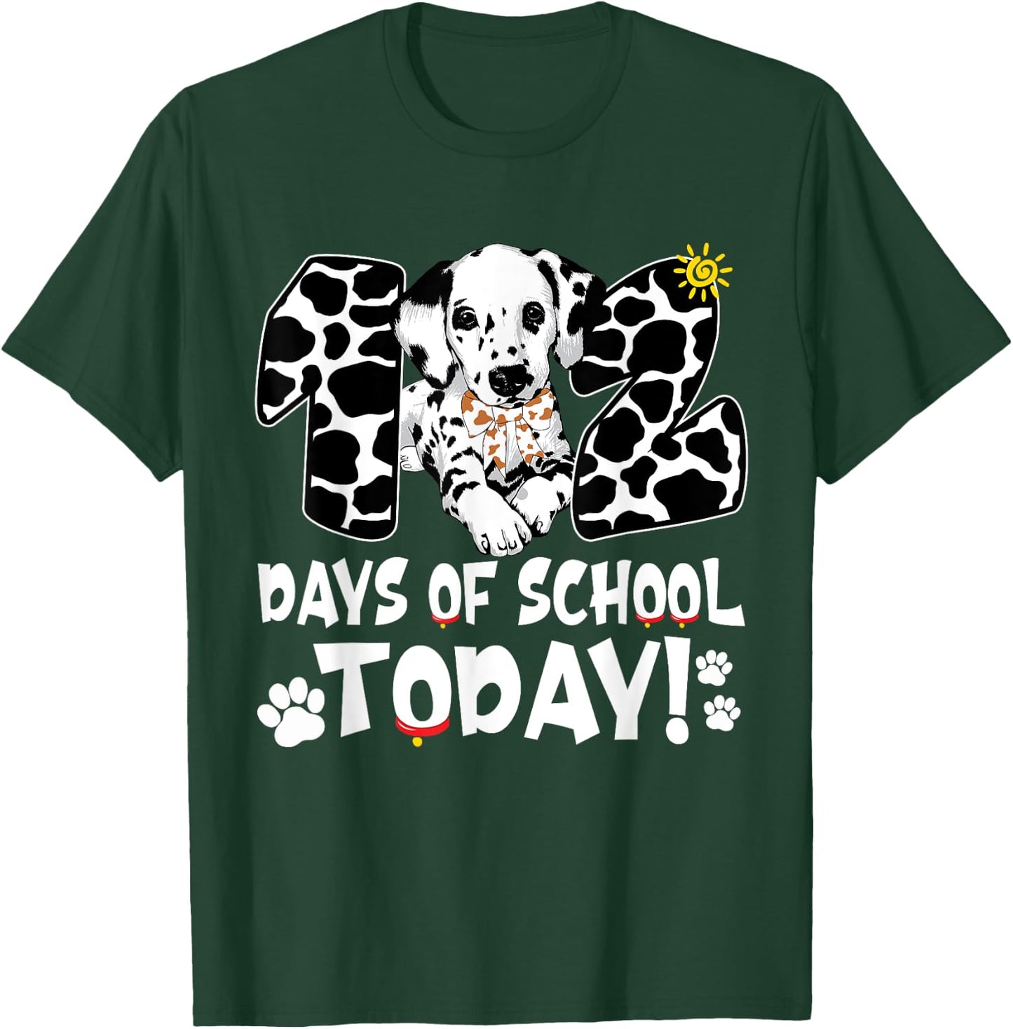 102 Days Of School Today Dalmatian Dog 100 Days Smarter Kids T-Shirt - T-Shirt | Forest