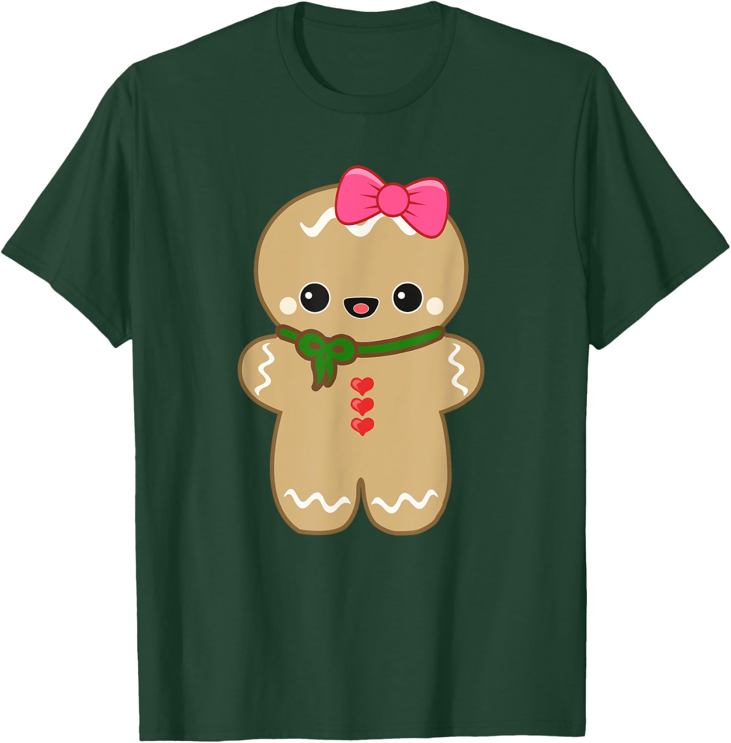 Funny Christmas Cookie Gingerbread Cute Girl Women kids Gift T-Shirt - T-Shirt | Forest