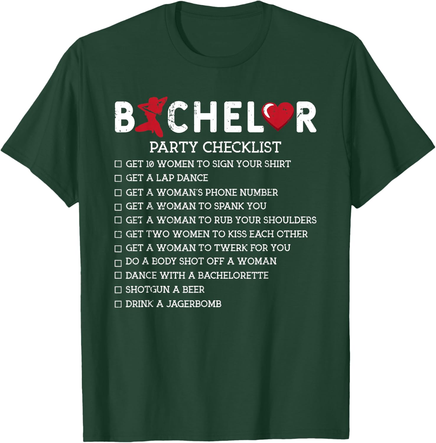 Bachelor Supplies Party Checklist Groom Groomsmen T-Shirt - T-Shirt | Forest