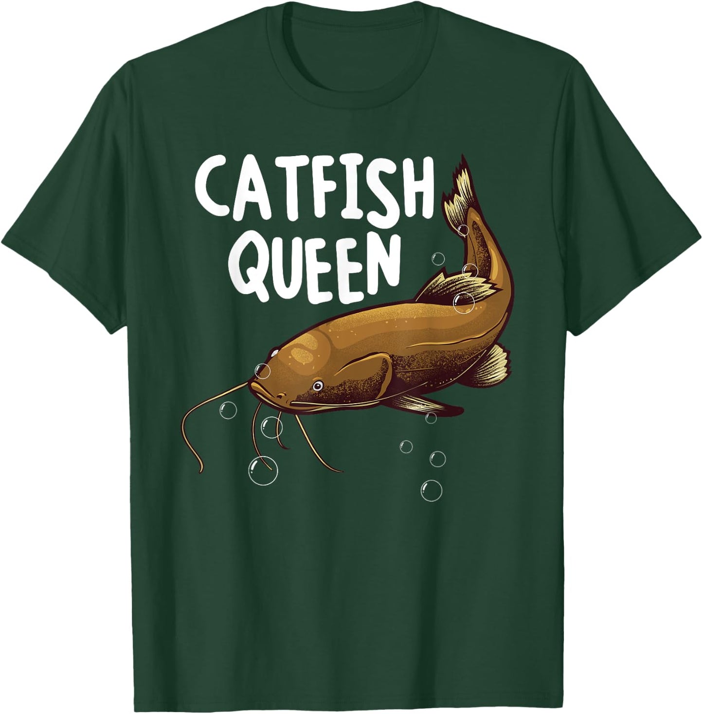 Funny Catfishing Art Women Mom Catfish Queen Fishing Hunters T-Shirt - T-Shirt | Forest