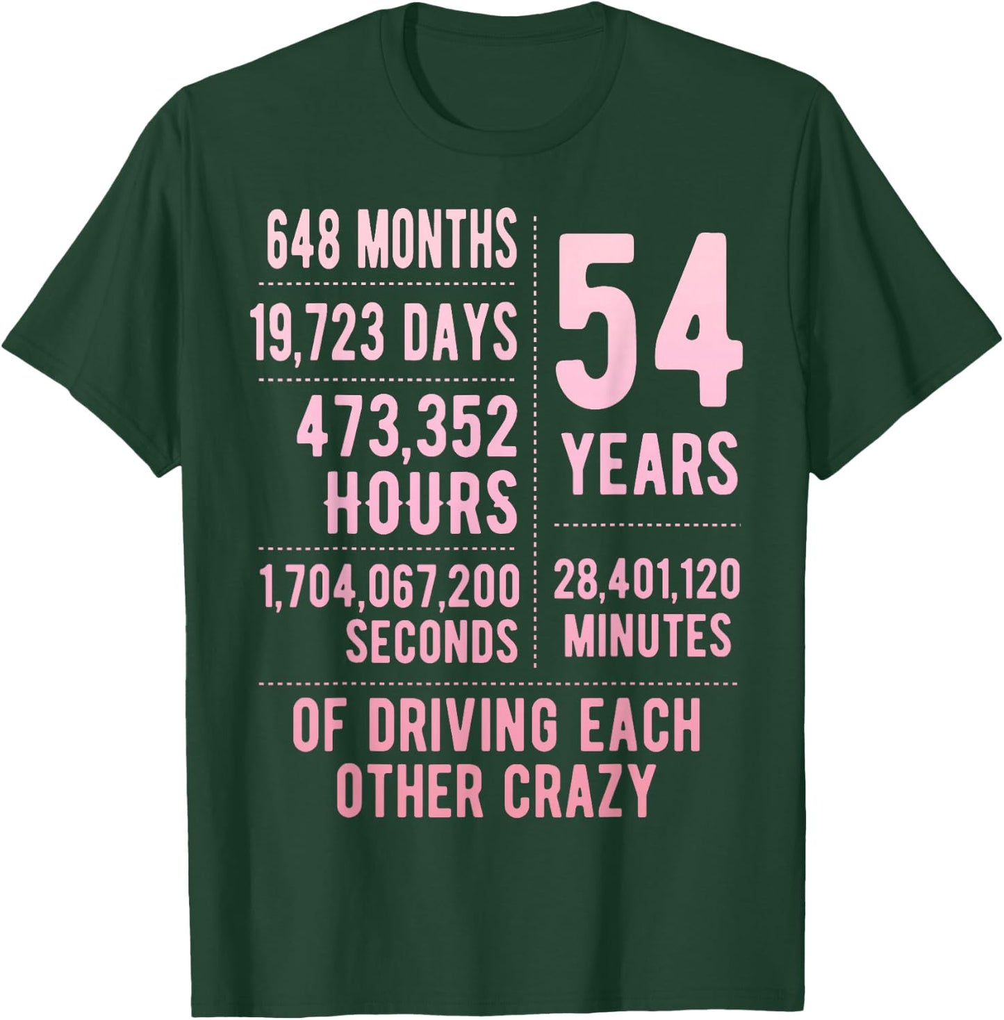 54 Years Married Funny 54th Wedding Anniversary T-Shirt - T-Shirt | Forest