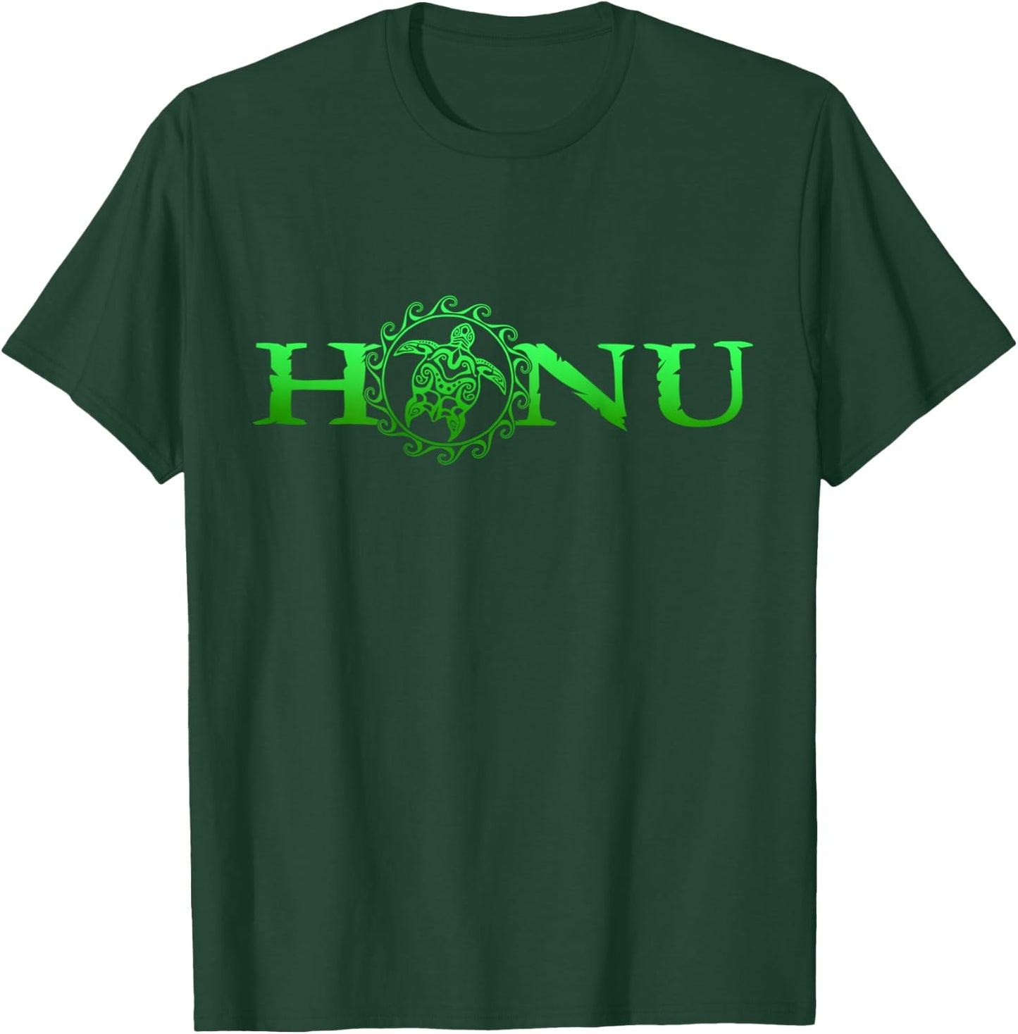 Hawaiian Honu Green Tribal Turtle T-Shirt - T-Shirt | Forest