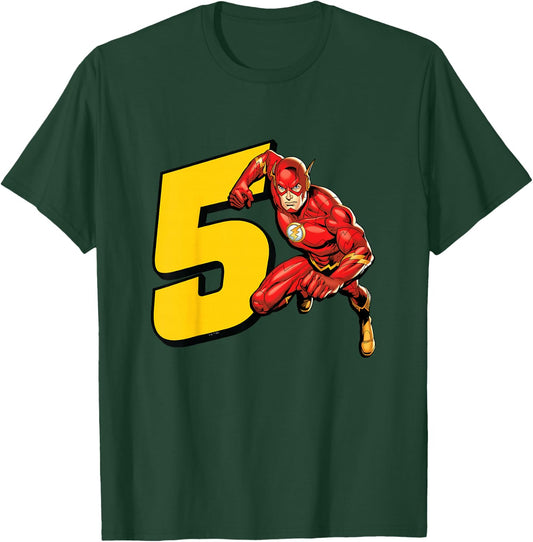 Kids The Flash Super Hero 5th Birthday T-Shirt - T-Shirt | Forest