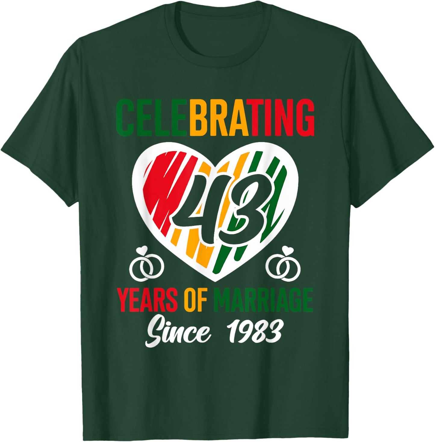 43 Years of Marriage Since 1983 43rd Wedding Anniversary T-Shirt - T-Shirt | Forest
