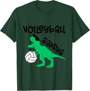 Dinosaur Volleyball Saurus Toddler Boy Biggest Fan Baby Girl T-Shirt - T-Shirt | Forest