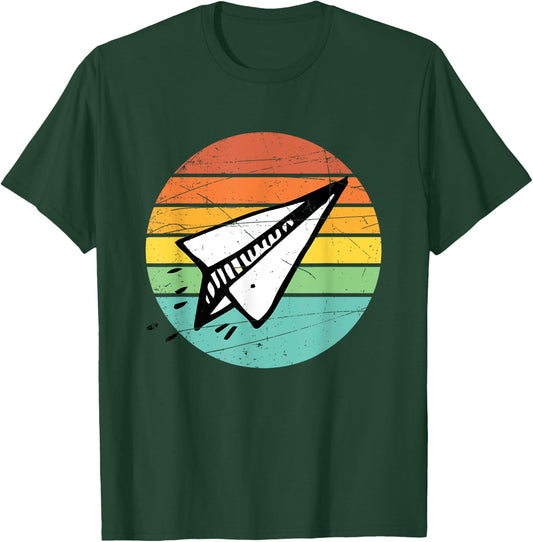 Retro Vintage Paper Airplane Lover Aviation Day Gift Ideas T-Shirt - T-Shirt | Forest
