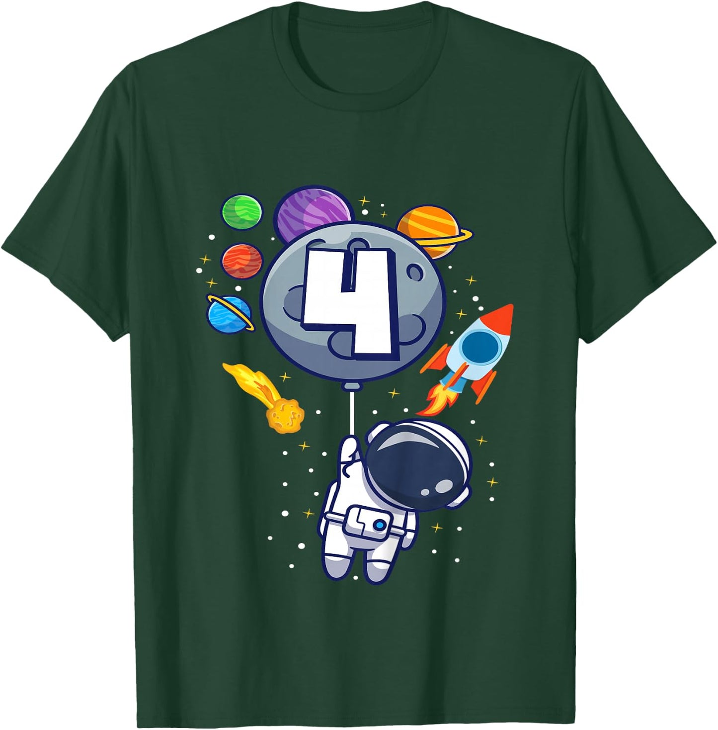 4th Birthday Astronaut 4 Year Old Birthday Boy T-Shirt - T-Shirt | Forest