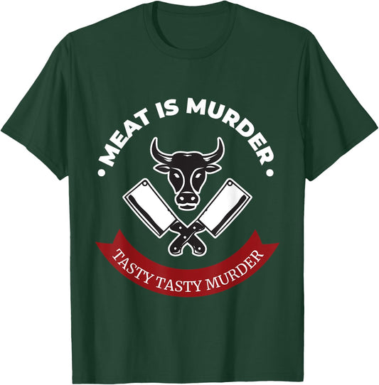 Funny Meat Is Murder Tasty Tasty Murder Butcher T-Shirt - T-Shirt | Forest