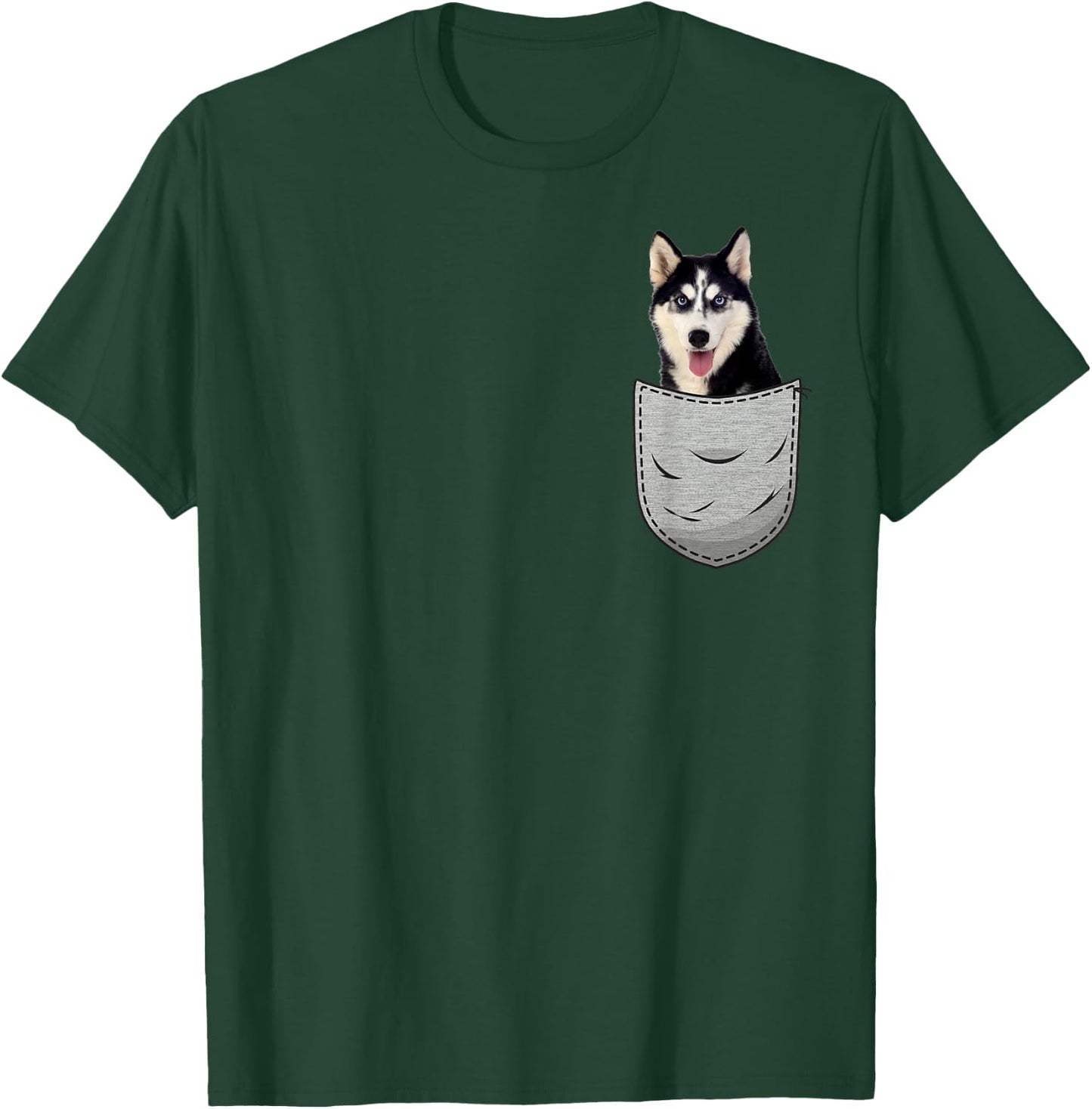 Siberian Husky Sibe Chukcha Pocket Bag for Dog Owners T-Shirt - T-Shirt | Forest