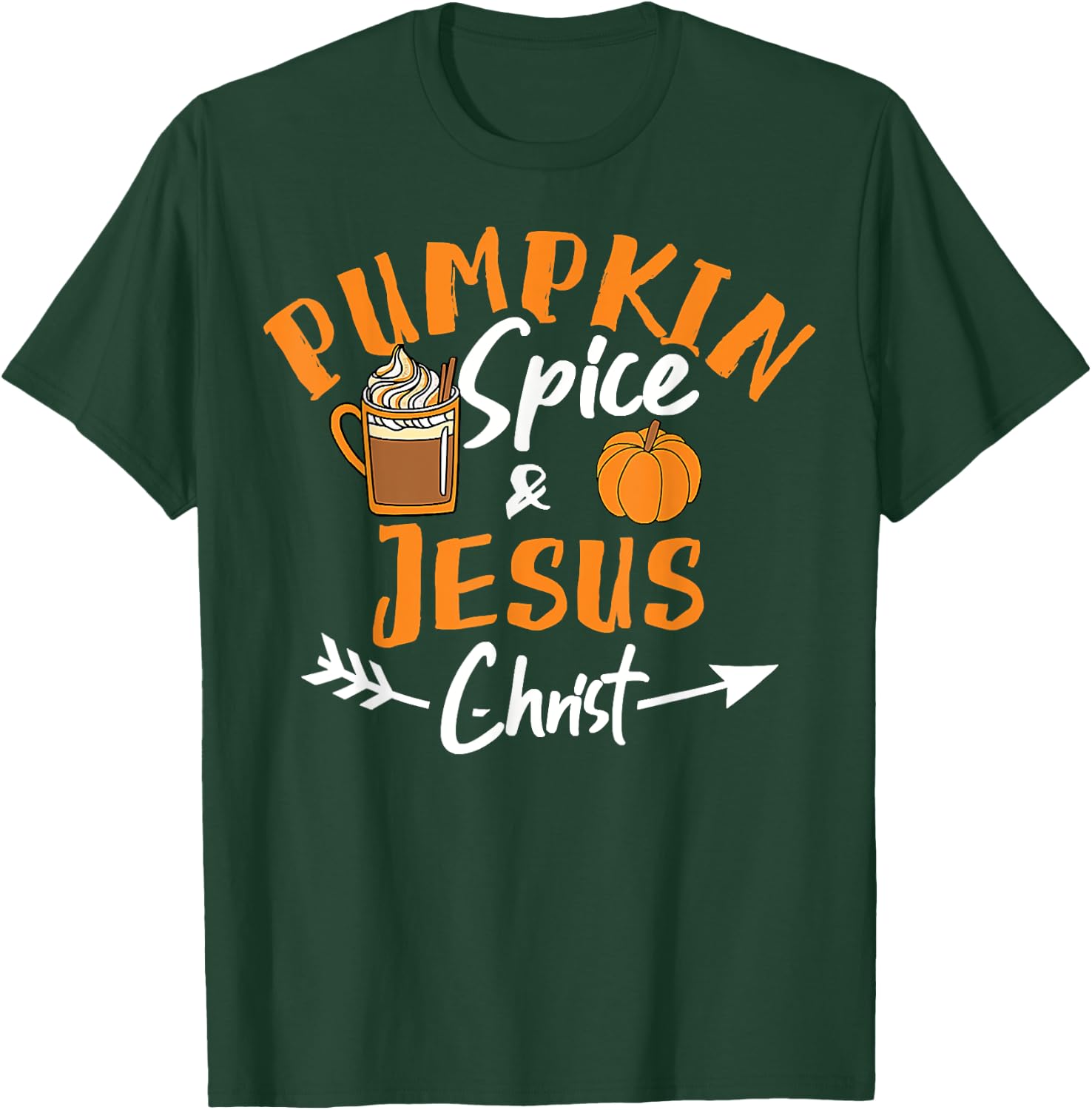 Halloween Christian Pumpkin Spice And Jesus Christ Fall Leaf T-Shirt - T-Shirt | Forest