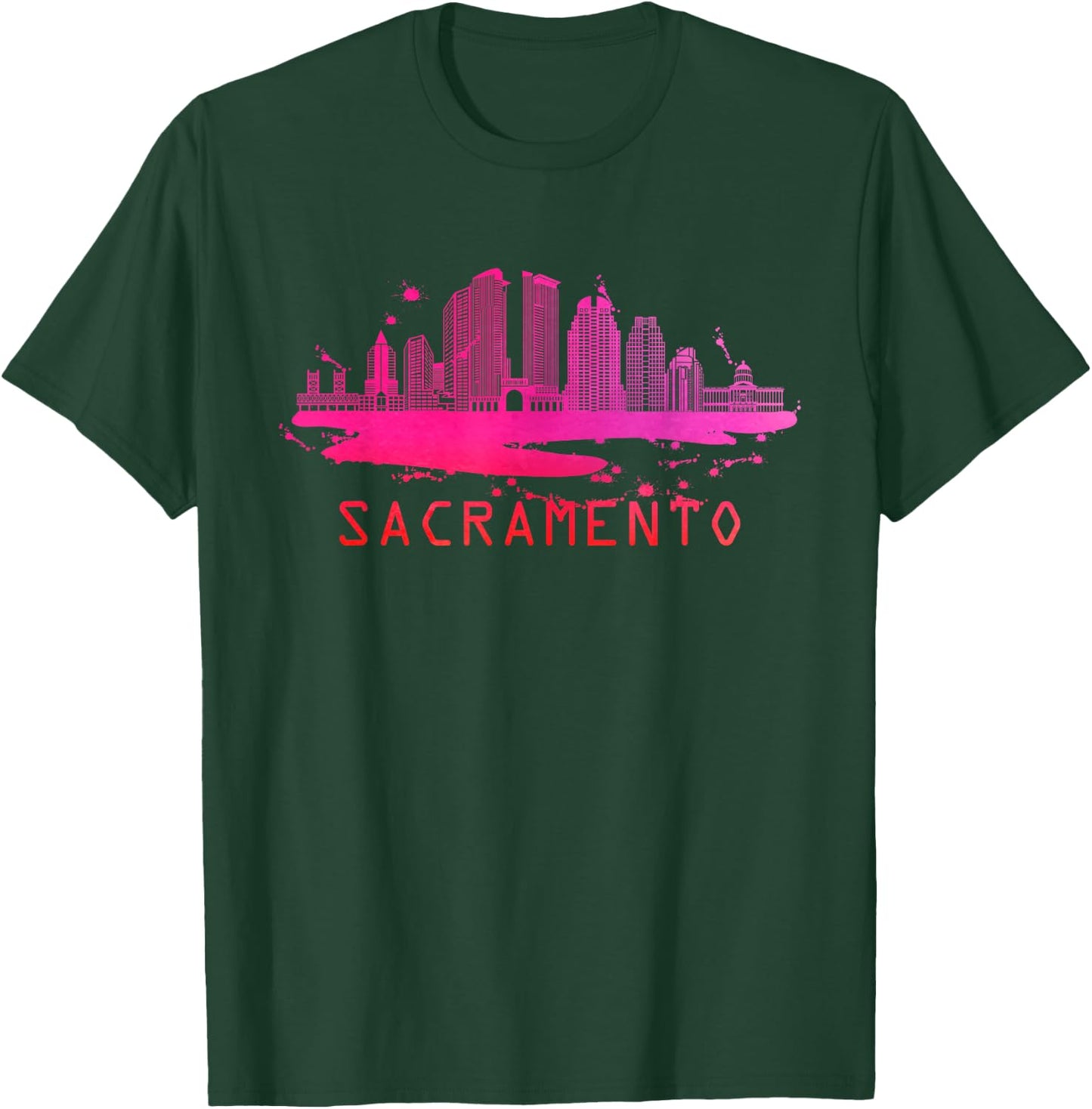 Modern Sacramento Cityscape Souvenir - Sacramento Skyline T-Shirt - T-Shirt | Forest