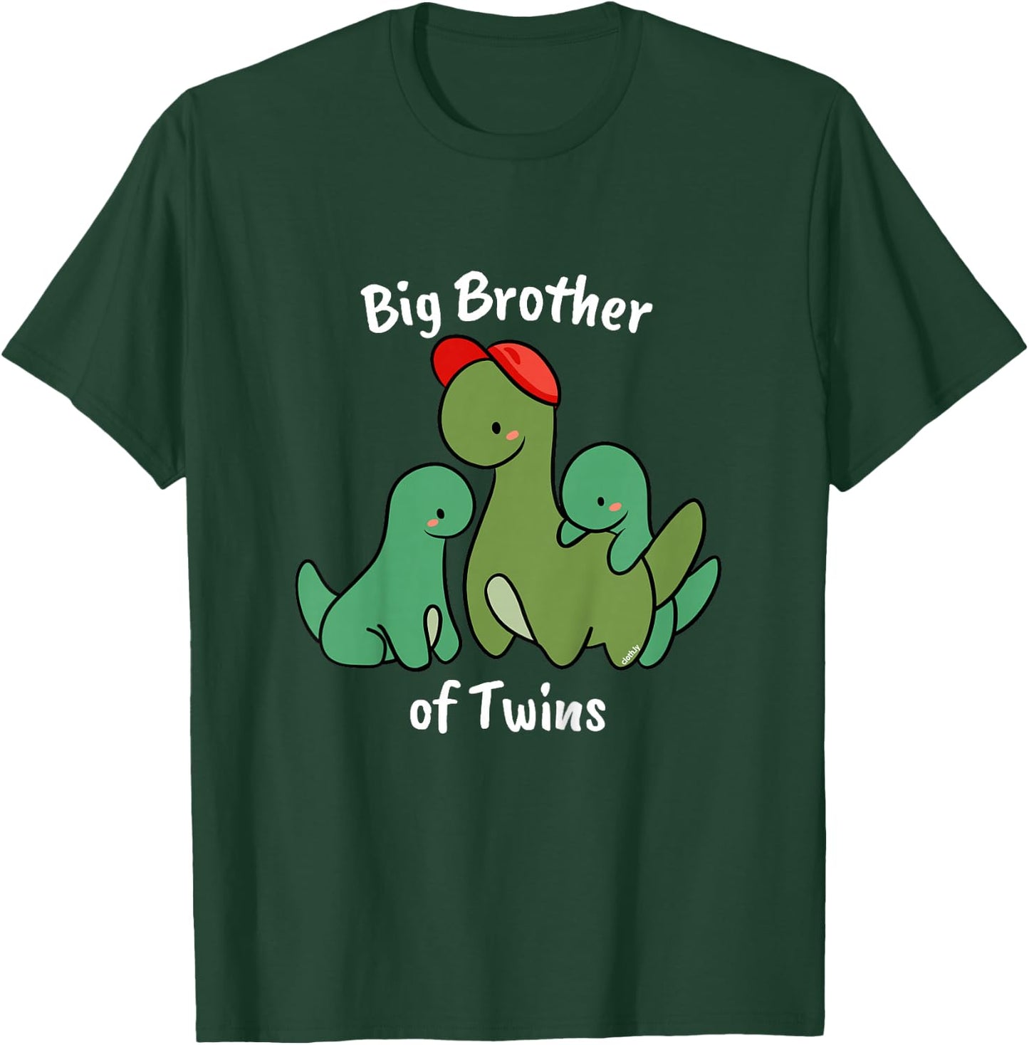 Kids Big Brother of Twins Cute Dinosaur Siblings T-Shirt - T-Shirt | Forest