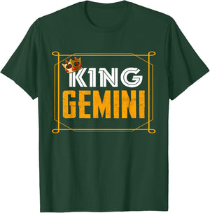 Funny King Gemini Zodiac Sign June May Birthday Boys Men T-Shirt - T-Shirt | Forest