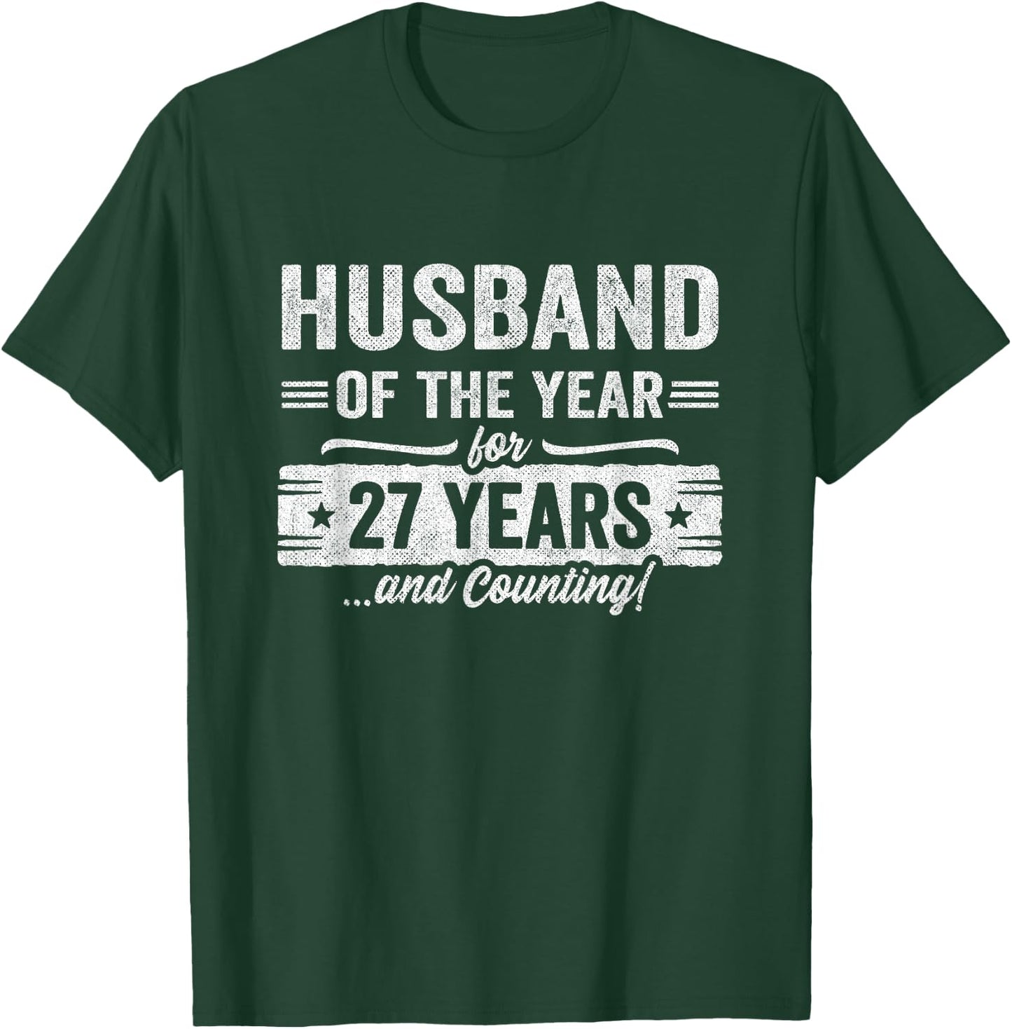 Couples Married 27 Years - Husband 27th Wedding Anniversary T-Shirt - T-Shirt | Forest