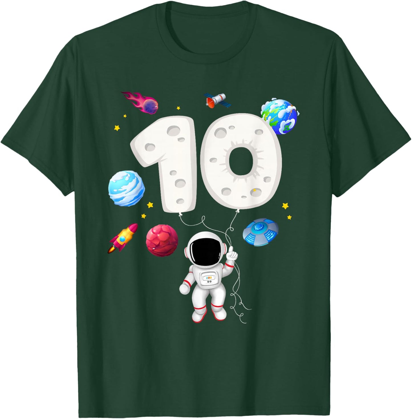 10th Astronaut Birthday Party 10 Years Old Space Costume T-Shirt - T-Shirt | Forest